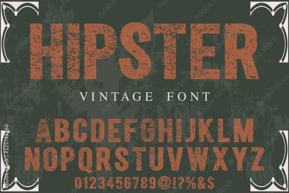 Fototapete vintage font handcrafted vector script alphabet,design handwritten named bourbon and label design vi