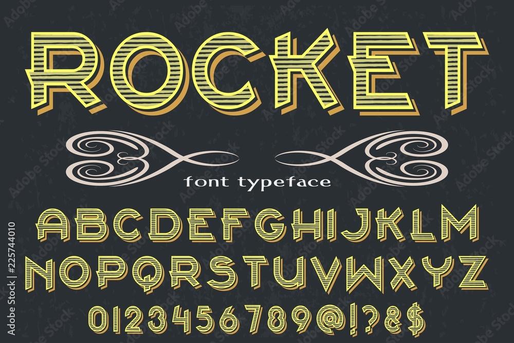 Fototapete vintage font handcrafted vector script alphabet,design handwritten named bourbon and label design vi