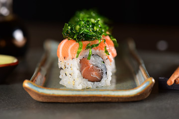 Salmon and cream cheese sushi