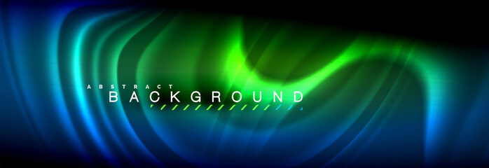 Neon glowing fluid wave lines, magic energy space light concept, abstract background wallpaper design