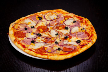 Delicious meat pie pizza