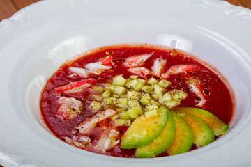 Gazpacho soup with crab