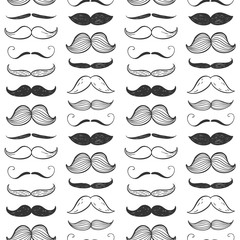Happy Father's Day fashion seamless pattern. Vector mustache background.