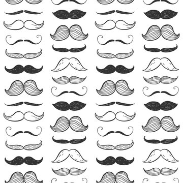 Happy Father's Day fashion seamless pattern. Vector mustache background.