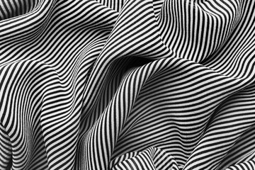 Fototapeta na wymiar Silk fabric with black and white striped pattern