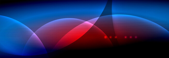 Vector blurred neon glowing circles with flowing and liquid light concept, energy magic fantastic abstract background