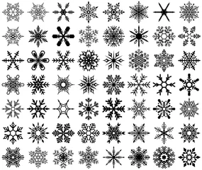 Fotobehang Snowflakes Set - Practical and Stylish Fakes for Graphics, Designers and Home Use, Vector Illustration © Roman Dekan