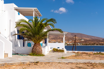 Whitewashed house in traditional Cycladic style in Livadi town. Serifos island. Greece © vivoo