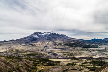 Mount St. Helens showing destroyed landscape caused by the 1980 eruption.