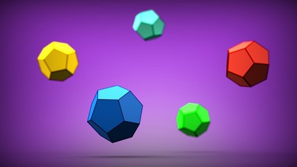 3d illustration of dodecahedron isolated on dark background	