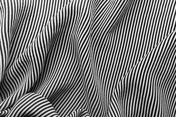 Silk fabric with black and white striped pattern