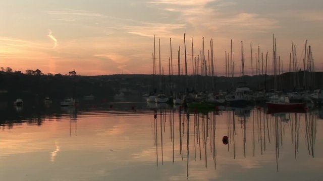 Loop of Beautiful view of the sunset from a harbor