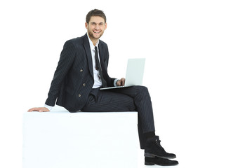 handsome businessman with a laptop