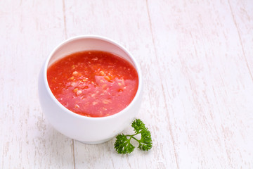 Horseradish sauce in the bowl