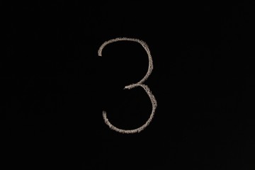 Drei, 3, Zahl, Kreide, Nummer, Bildung, Wissen, Z&auml;hlen