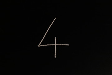 Vier, 4, Zahl, Kreide, Nummer, Bildung, Wissen, Z&auml;hlen