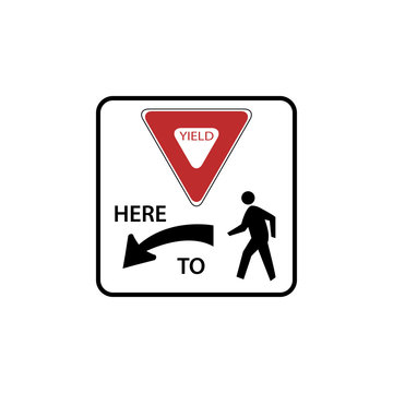 USA traffic road signs. yield here to pedestrians crossing. vector illustration