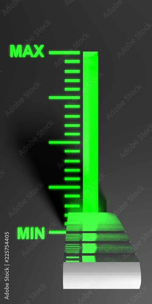 Poster level selector on a black control panel - 3d rendering