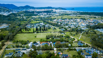 Fototapeta na wymiar Aerial view from beach with city