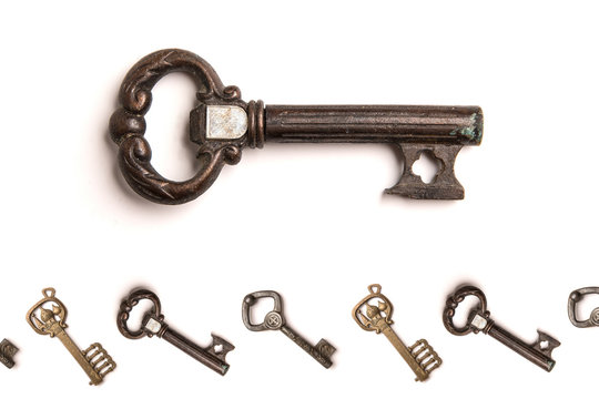 Vintage keys isolated on white background
