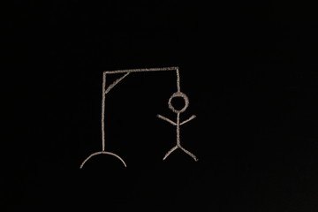 Galgen, Galgenm&auml;nnchen, Kind, Kreide, Tafel, Malen, Spielen, Raten