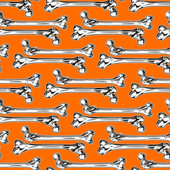 Seamless pattern with human bones. Helloween vector illustration, background, textile print.