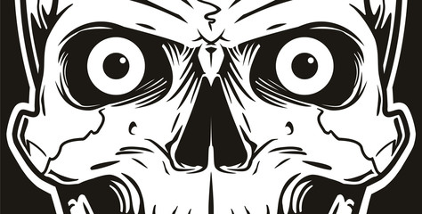 Illustration of Skull on a Black Background Looking Into the Soul