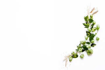 hops malt with a glass of beer