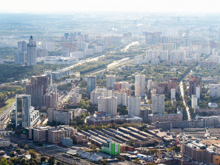 Fototapeta na wymiar aerial view of Fili district in Moscow city