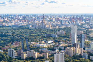 southwest of Moscow with MSU University building