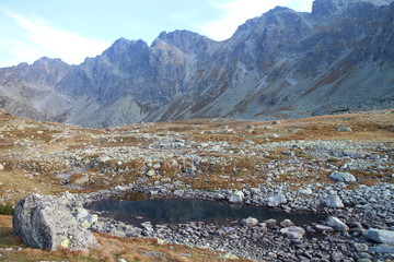 Small lake near Veľké Hincovo pleso lake under Kôprovský štít peak in Mengusovska dolina valley, High Tatras, Slovakia © dalajlama
