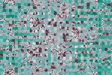 Fototapeta premium teal and pink squares kaleidoscope for fabric