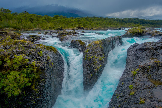 Beautiful waterfalls in Saltos de Petrohue, Chile
