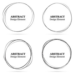 Set of abstract hand drawn circles for your design. Scribble circle lines vector. Black circular doodle isolated on the white background. Vector abstract logo design element.