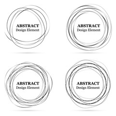 Set of abstract hand drawn circles for your design. Scribble circle lines vector. Black circular doodle isolated on the white background. Vector abstract logo design element.