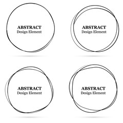 Set of abstract hand drawn circles for your design. Scribble circle lines vector. Black circular doodle isolated on the white background. Vector abstract logo design element.