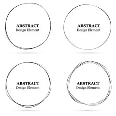 Set of abstract hand drawn circles for your design. Scribble circle lines vector. Black circular doodle isolated on the white background. Vector abstract logo design element.