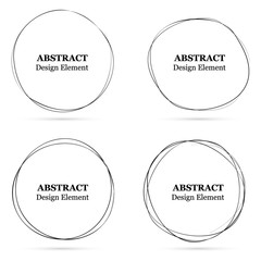 Set of abstract hand drawn circles for your design. Scribble circle lines vector. Black circular doodle isolated on the white background. Vector abstract logo design element.