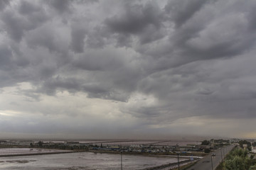 The salt lake in the storm