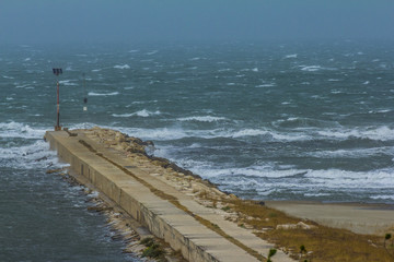 The deck in the stormy sea