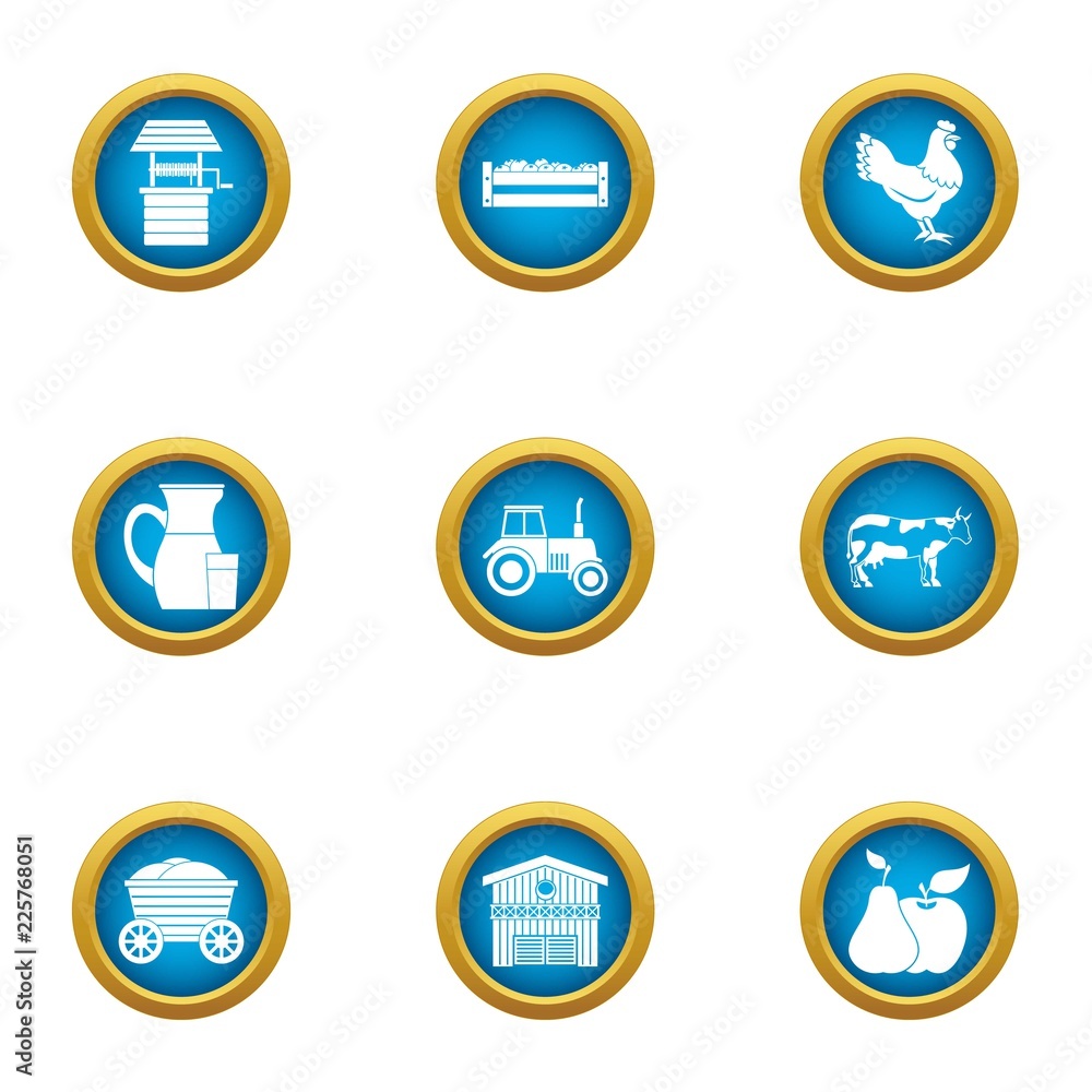 Poster operative work icons set. flat set of 9 operative work vector icons for web isolated on white backgr