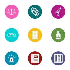 Jurisdiction icons set. Flat set of 9 jurisdiction vector icons for web isolated on white background