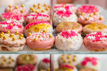 A range of beautifully decorated cakes in plate