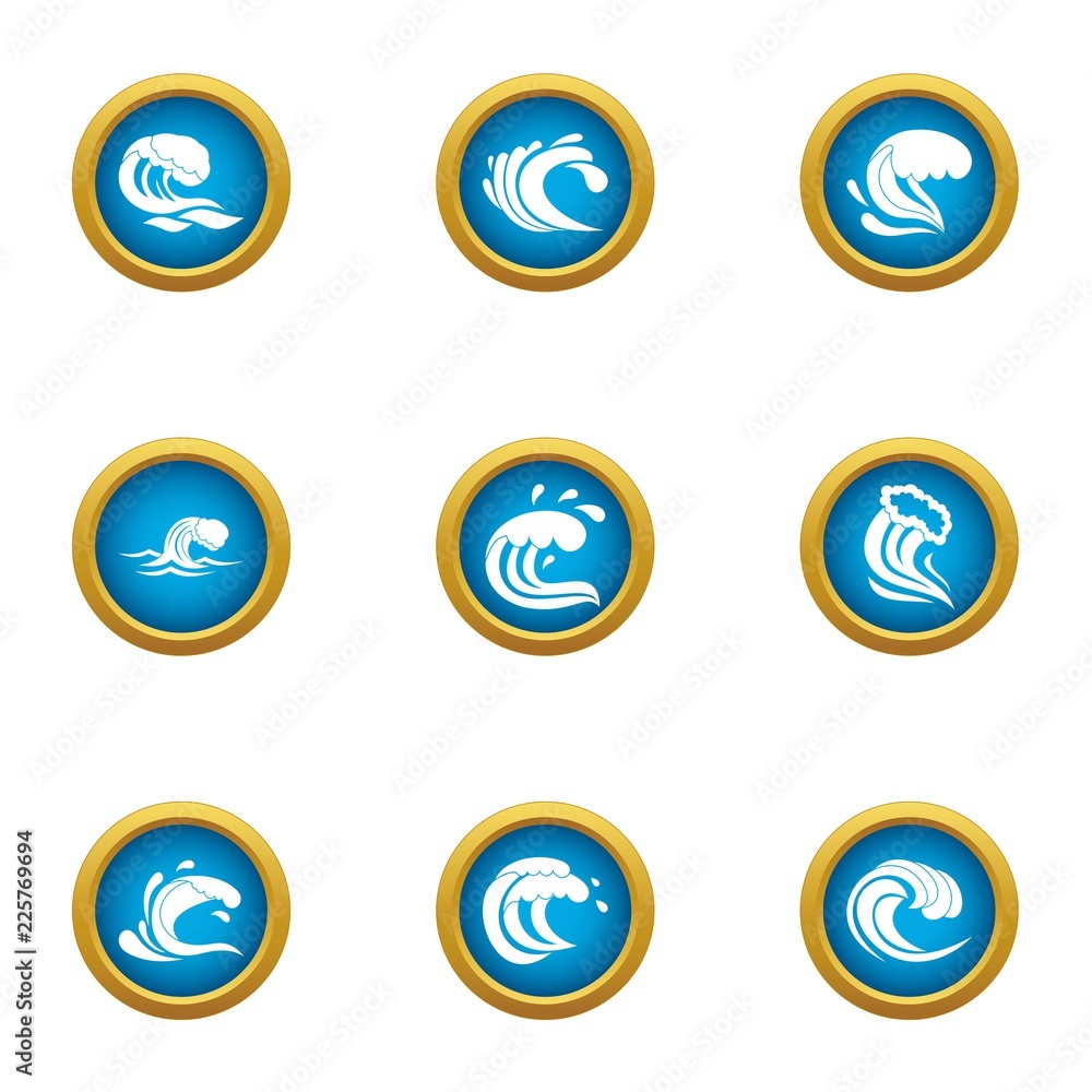 Poster splash icons set. flat set of 9 splash vector icons for web isolated on white background