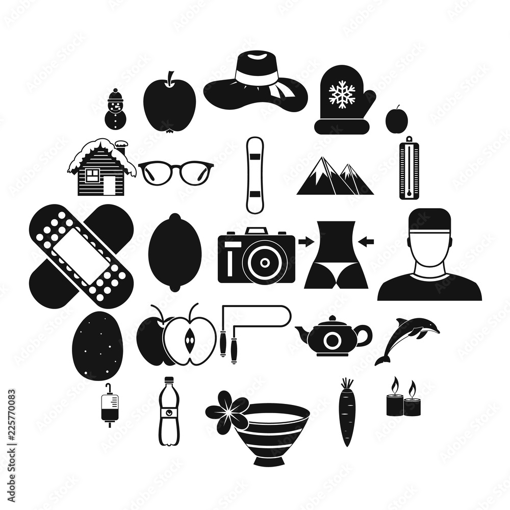 Aufkleber recovery of health icons set. simple set of 25 recovery of health vector icons for web isolated on w