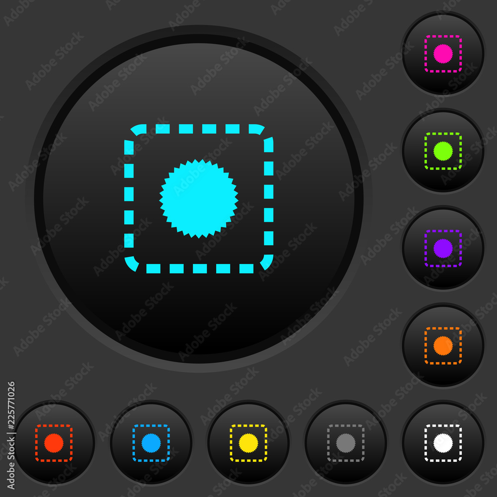 Poster place certificate dark push buttons with color icons