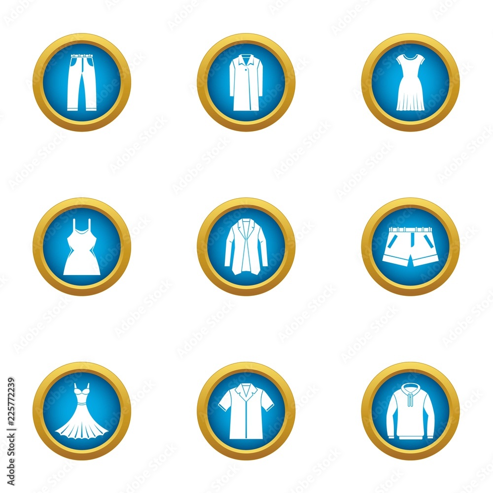 Poster robe icons set. flat set of 9 robe vector icons for web isolated on white background