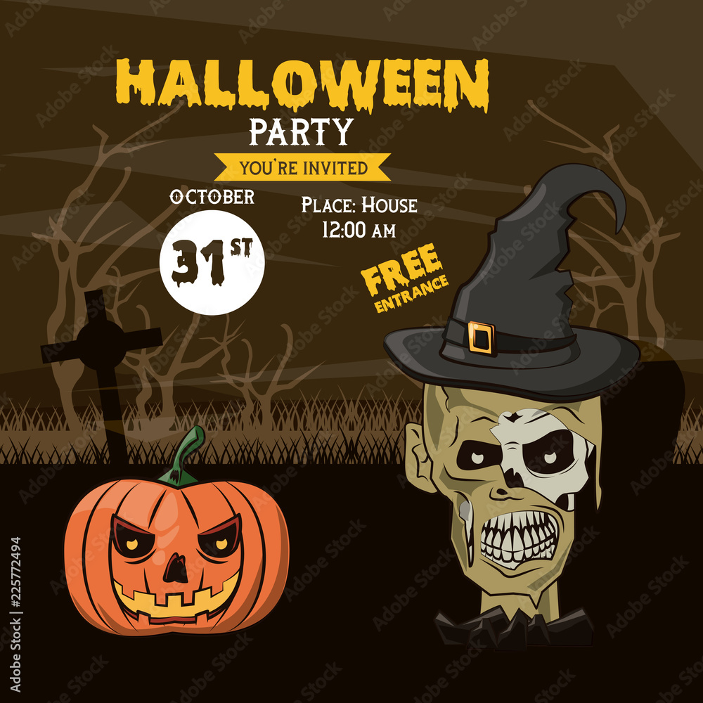 Poster halloween party invitation card