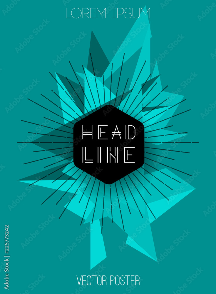 Poster Vector background with triangles. Retro style design for poster or cover