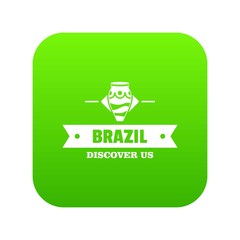 Brazil discover icon green vector isolated on white background